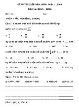 Một số đề ôn tập kiểm tra học kì II Toán lớp 4 - Năm học 2014-2015